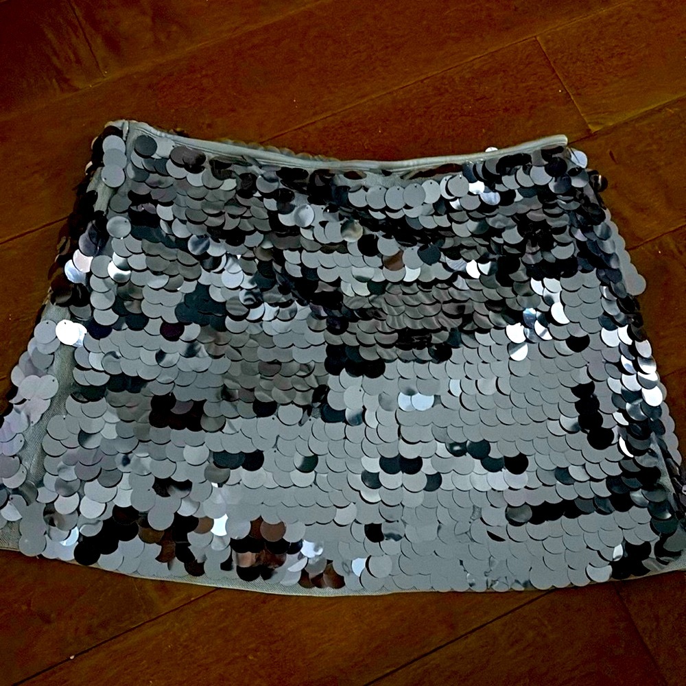 Abercrombie & Fitch Silver Sequin Mini Skirt
